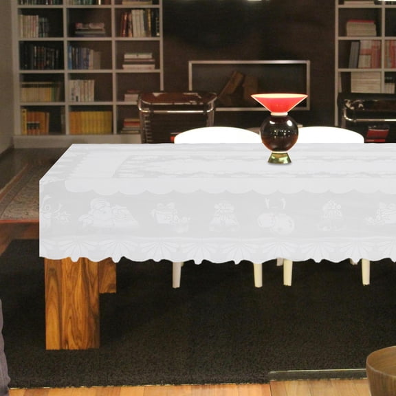 Raindrops White Lace Tablecloth Polyester Rectangular Christmas Dining Room Decor Overlay