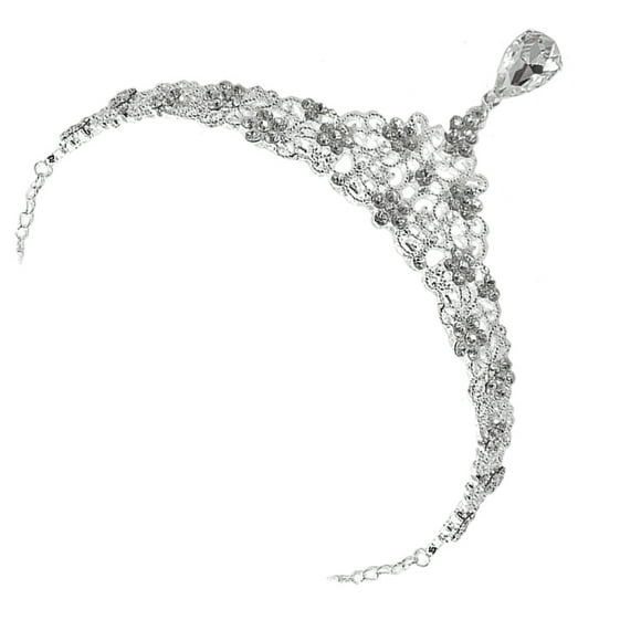 Raindrops White Rhinestone Bridal Frontlet Zinc Alloy Forehead Jewelry for Weddings and Special Occasions One Size