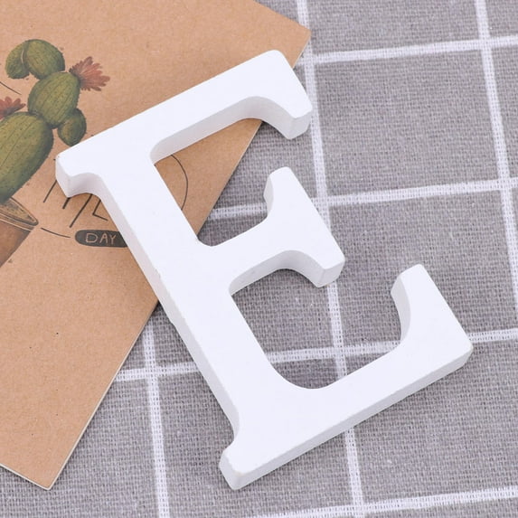 Raindrops White Standing Wood Letter E for Decoration DIY Alphabet Wedding Party Home Store 8cm