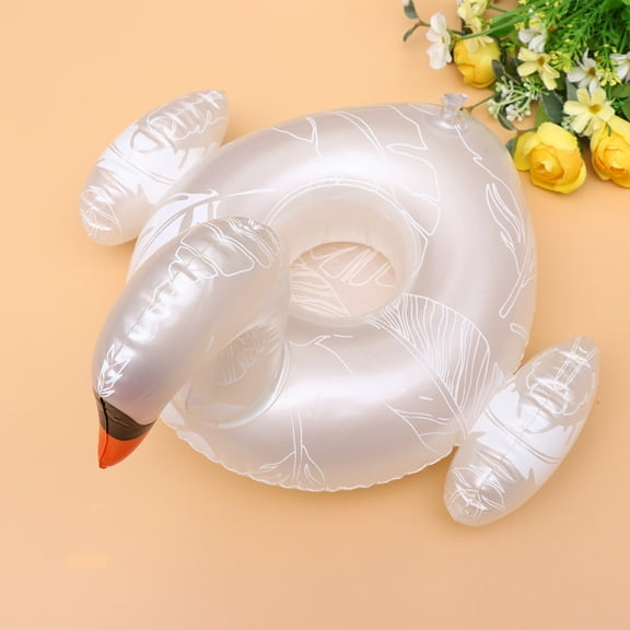 Raindrops White Swan Shaped Inflatable Floating Beer Holder PVC Material for Storage Use Lightweight Safe and