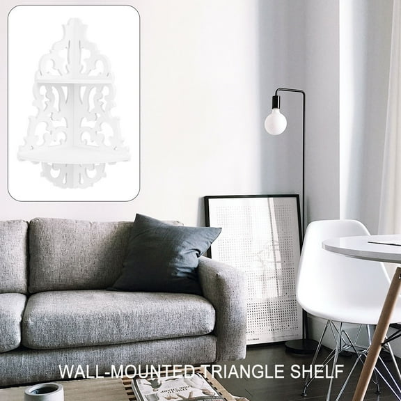 USHOBE Triangle Storage Rack Triangle Shelf White Timber Plastic Board 1Pcs