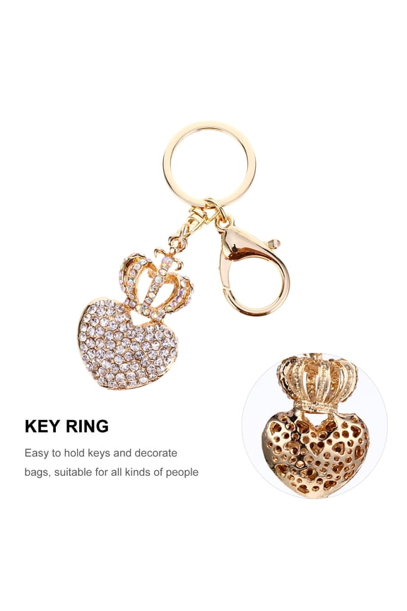 White Zinc Alloy Key Ring with Crown Design for Decoration and Bag Pendant 1 Pc