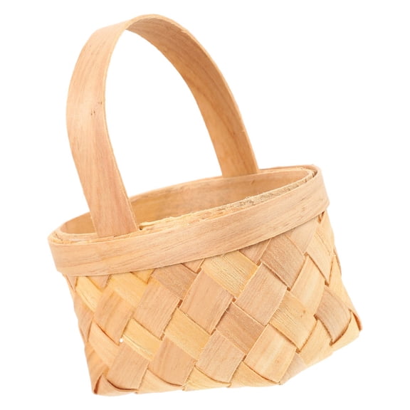 FOMIYES Basket With Handle For Women Beige Wood Chips 1 Set