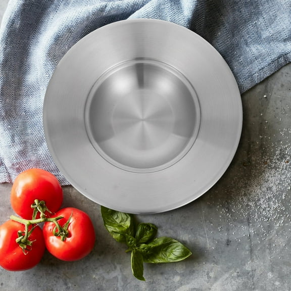 Raindrops Wide Rimmed Stainless Steel Pasta Bowl For Ramen Soup Spaghetti Bowls For Kitchen Dining Pasta Server Shallow Bowl Wide Side Soup Bowl