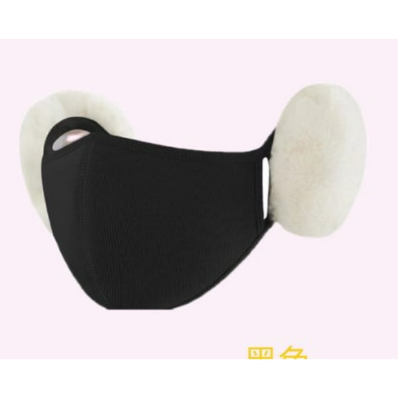 Raindrops Winter Ear Muffs Women Black Polyester 1Set Face Covering For Skiing