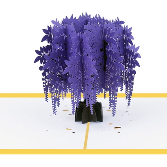 USHOBE Spring Greeting Cards Purple Paper 3D Design Friendship 1Pcs