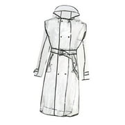 Raindrops Mid-Length Clear Raincoat for Women, Stylish Windproof Jacket for Outdoor and Daily Use