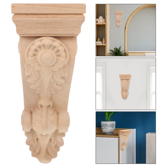 Raindrops Wood Carved Applique Wooden Corner Onlay Decorative Roman Column Wall Corner Corbel