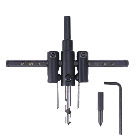 Raindrops Wood Circle Hole Drill Bit Set Hole Opener Adjustable Aircraft Type Cutter Cordless Woodworking Tools Spray Painting 40- (Black)