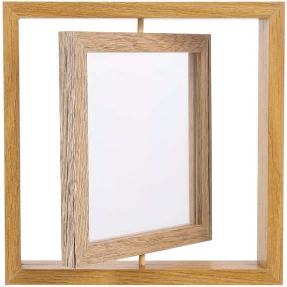 Raindrops Wood Grain Rotating Photo Frame Gold Decor Rustic Picture Frames Office Khaki