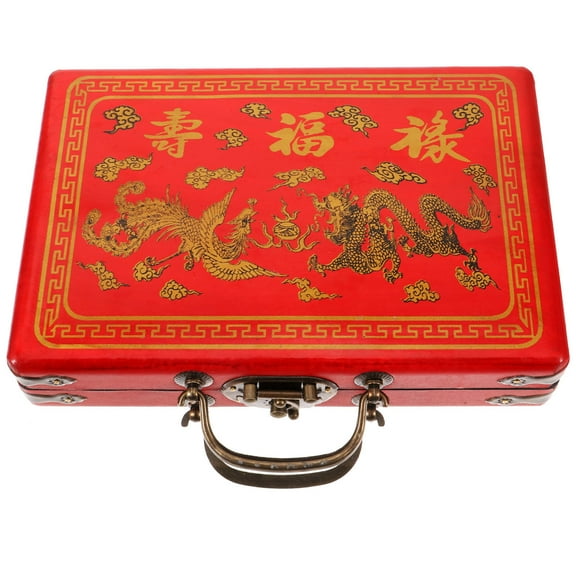 Raindrops Wood Mahjong Container Mahjong Storage Box Mahjong Box With Handle Mahjong Holder