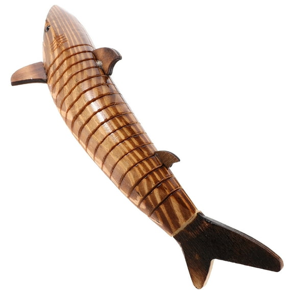 Raindrops Wood Shark Model for Decoration Brown Small Figurine Perfect for Desk and Home 4.5 Inches