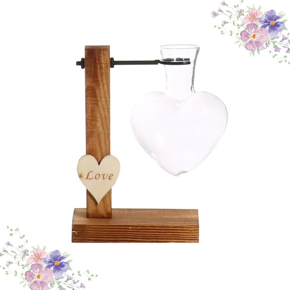 Raindrops Wooden Base Vase with High Borosilicate Glass for Storing Dried Flowers and Plants Multi Color 7.8 Inches