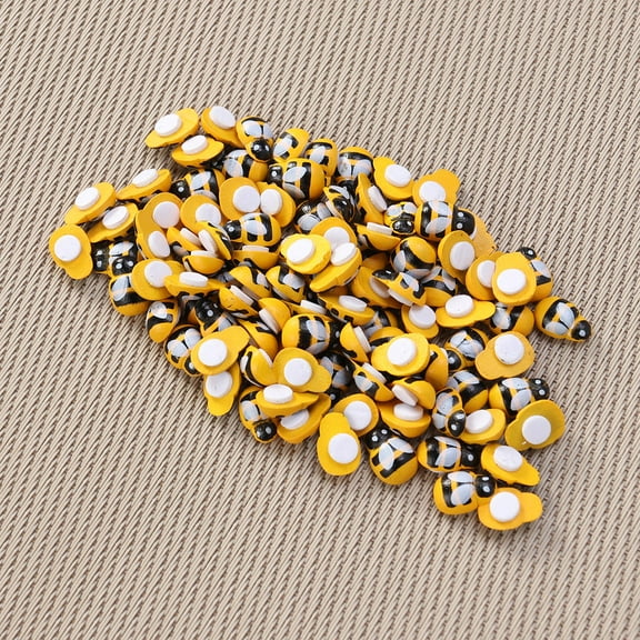 Raindrops Wooden Bee Shaped Cutouts for Craft Painting and Decor 100 Pieces Unfinished Yellow Wood Chips