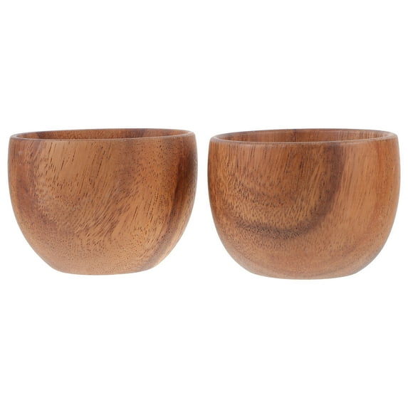 Raindrops Wooden Bowl for Kitchen Use with Natural Finish and Vintage Style Light Brown for Storage 2pcs