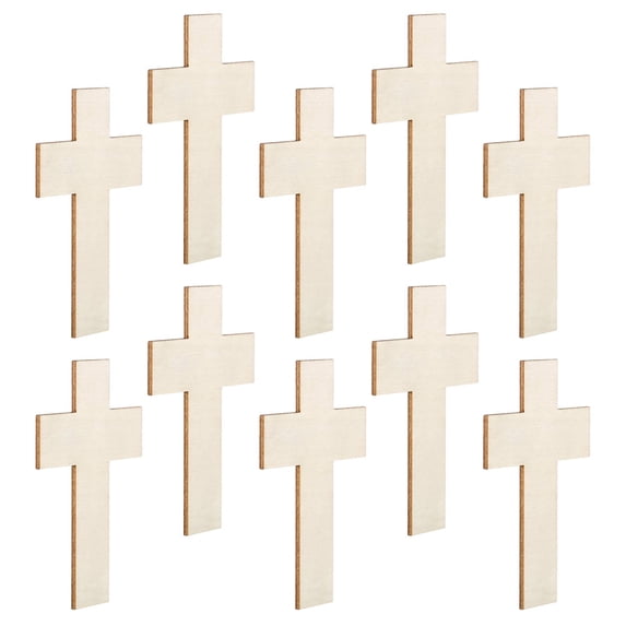 Raindrops Wooden Cross Shaped Crafts Blocks for Decor Beige Color Smooth Wood Surface Perfect for DIY
