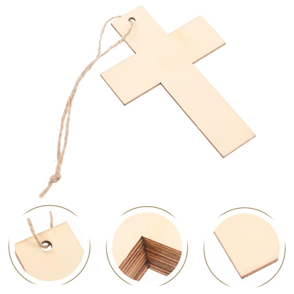 Raindrops Wooden Cross Craft Shapes with Holes for Decor, Khaki Unfinished Wood, Small Size