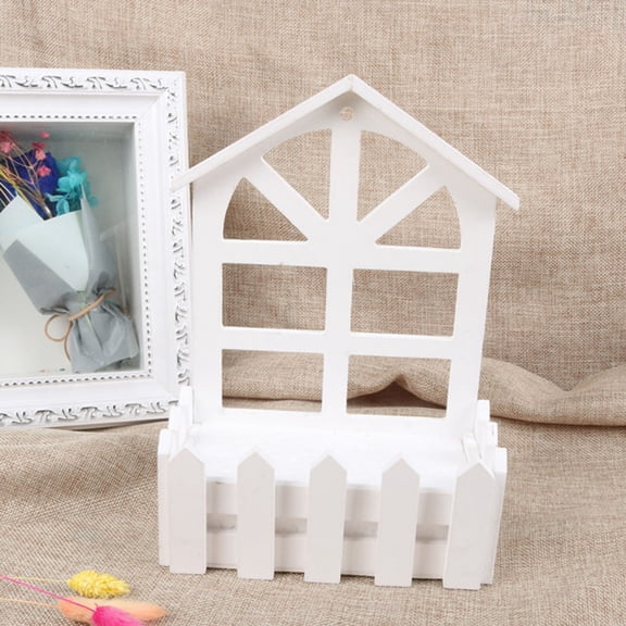 USHOBE Retro White Wooden Flower Basket Wall Hanging Planter for Succulents and Small Plants