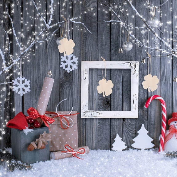 Raindrops Wooden Four Leaf Cutouts for DIY Crafts with Jute Rope Natural Wood Material for St Patrick's Day Decor 10pcs