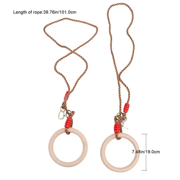 Raindrops Wooden Gymnastic Rings with Smooth Plastic Surface for Full Body Workouts and Fitness Use 1 Pair
