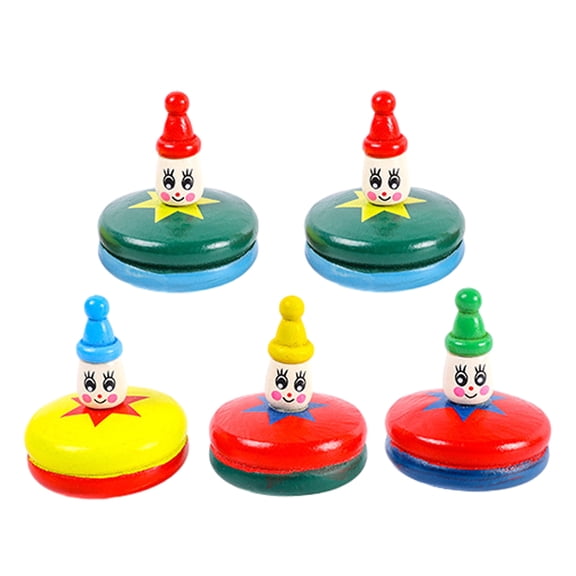 Raindrops Wooden Gyro Toy for Kids with Assorted Colors Safe and Hand Rotation Cultivates Skills 5pcs