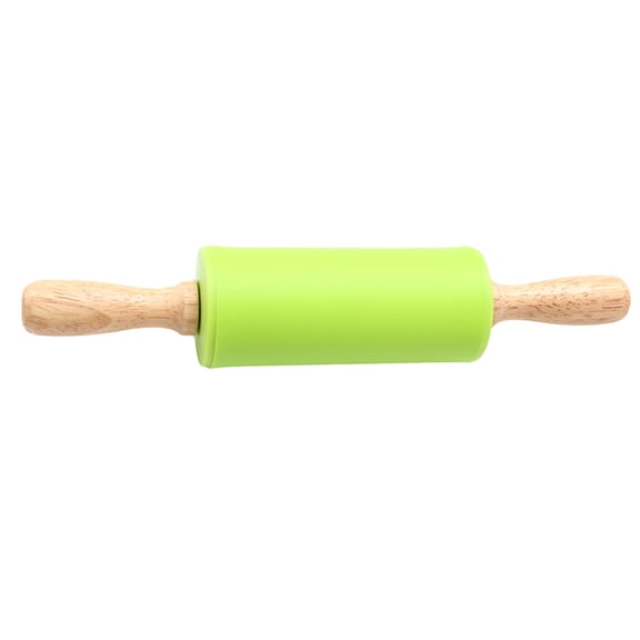 Raindrops Wooden Handle Rolling Pin with Food Grade Silicone for Kitchen Use Green Ideal for Baking 7.87 Inches