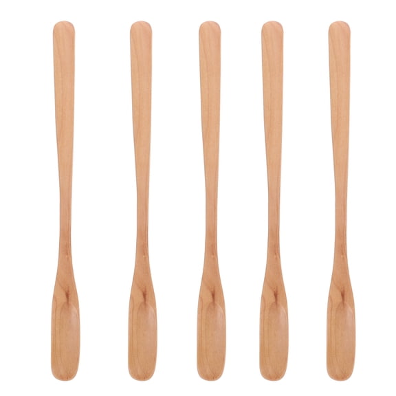 Raindrops Wooden Honey Stirring Spoon with Long Handle for Easy Honey Extraction and Syrup Use 5 Pieces