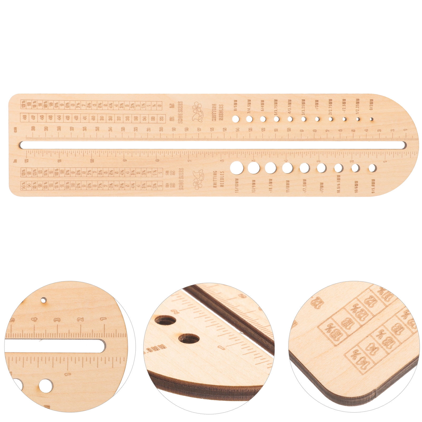 Raindrops Wooden Knitting ruler for Sock Measurement Beige ...