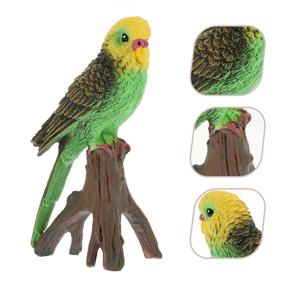Raindrops  Wooden Parrot Model Miniature Figurine Wedding Decor Child Green