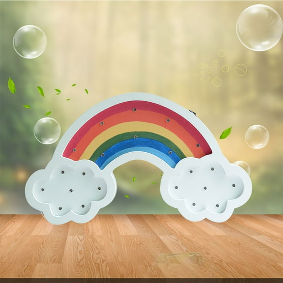 Raindrops Wooden Rainbow Wall Lamp for Home Decor Multi Color LED Light in Bedroom Living .8 Inches
