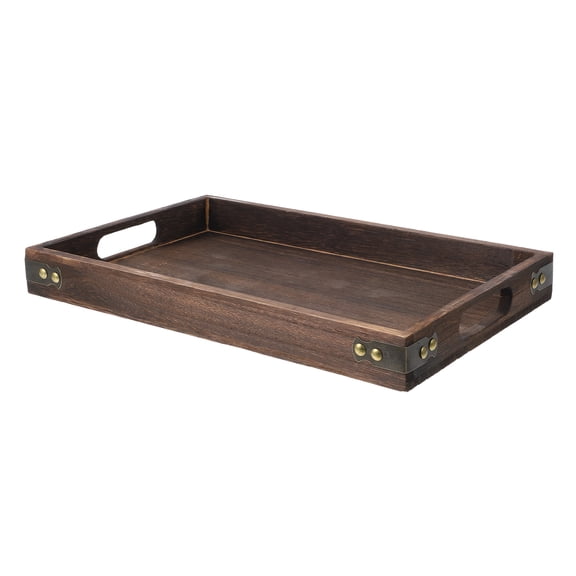 Raindrops Wooden Serving Tray with Double Handles, Decorative Coffee Table Plate for Home and Kitchen