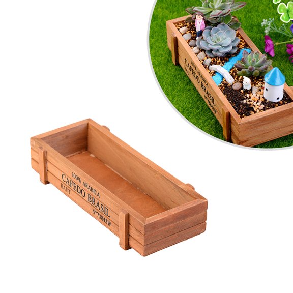 Raindrops Wooden Planter 6.5 Inch Brown Nonfading Decorative Pot for Indoor Outdoor Use