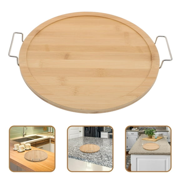 Raindrops Wooden Tea Tray Bamboo Serving Tray With Handles Serving Tray Charcuterie Platter Coffee Table Tray For Home Hotel Restaurant Round