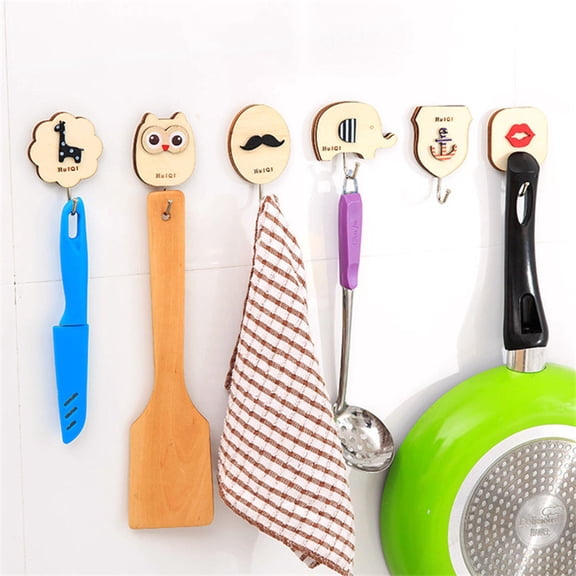 Raindrops No Punch Hook Wall Hooks Assorted Color Wood 5Pcs Adhesive Reusable