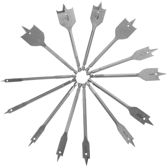 Raindrops 13-Piece Wood Spade Drill Bit Set with Steel Construction for Precision Wood Drilling Projects