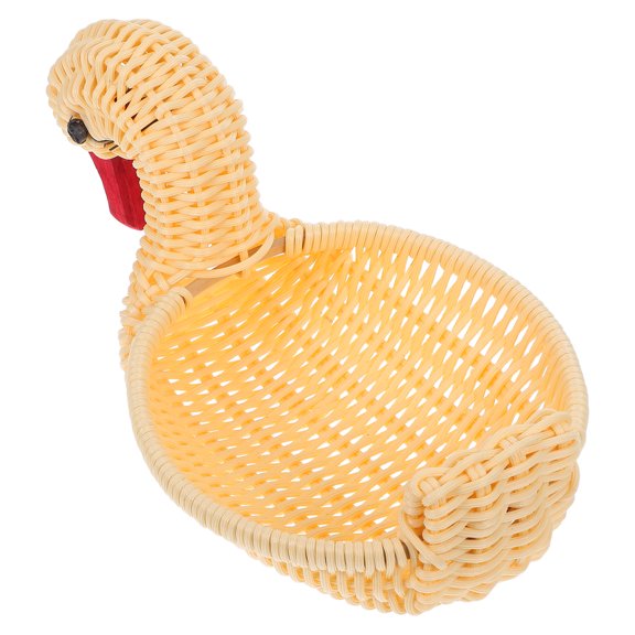 Raindrops Woven Basket with Cute Animal Design, Multipurpose Easter Basket for Eggs, Fruit, Home Decor, Handmade Kitchen Table Display