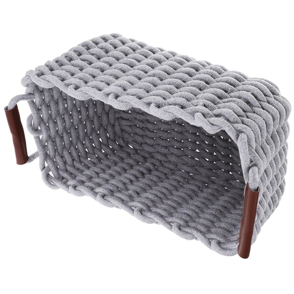 CRILSTYLEO Cotton Rope Woven Basket Grey 1Pack 14.2x7.9x7.7in