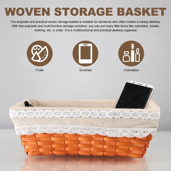 USHOBE Stackable Cotton Cloth Storage Basket in Orange, Garden Organizer Bin, 11.79 x 8.45 x 3.93 Inches, 1 Piece