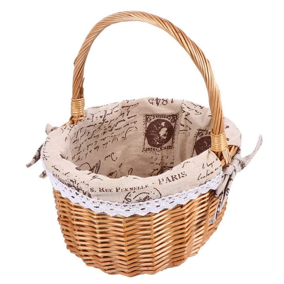 Raindrops Woven Fruit Rattan Shopping Basket Natural Color Child