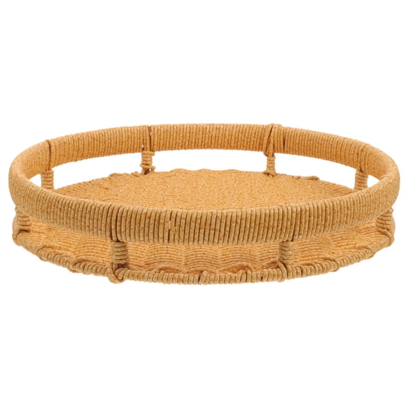 Raindrops Pattern Woven Fruit Tray Multi-Functional Simulated Rattan Basket Coffee Table Organizer Tray