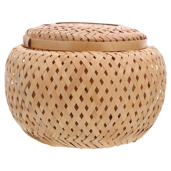 Raindrops Woven Storage Boxes Bamboo Woven Container Khaki for Tea Snacks 1Pack