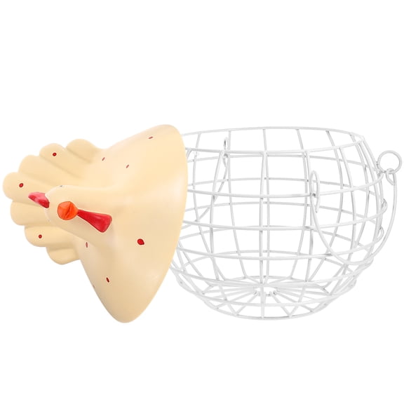 Raindrops Wrought Iron Decorative Basket Container Storage Baskets Chicken Red