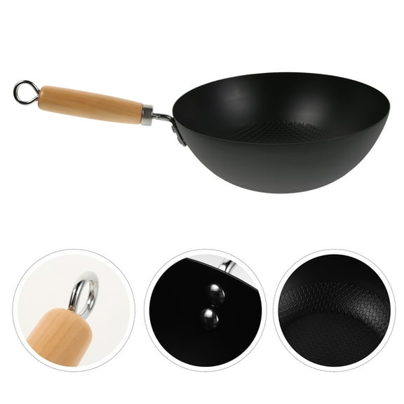 Raindrops Multiuse Small Iron Wok Pan Suitable for Gas Stove and Firewood Stove Cooking