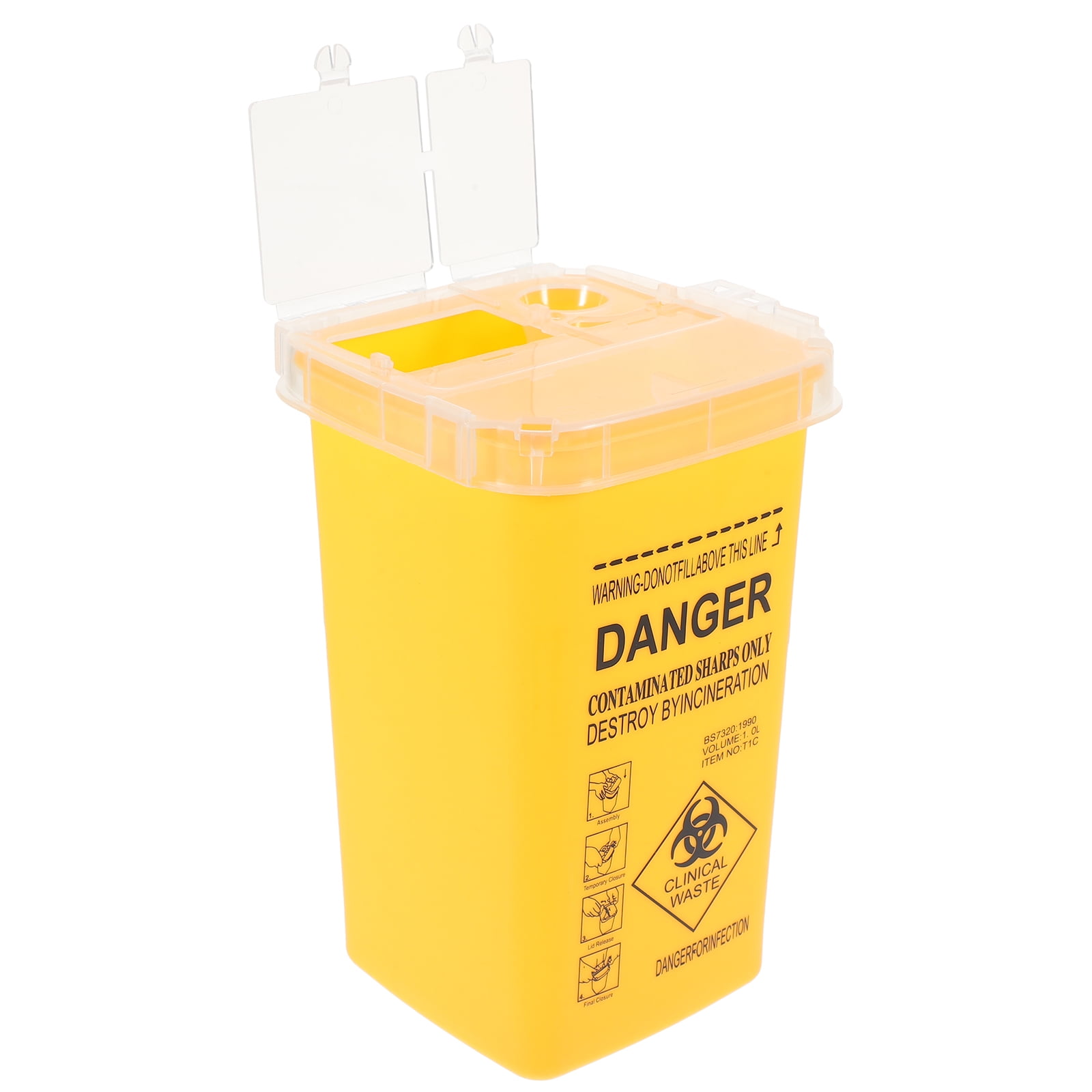 Raindrops Yellow 0.26 Gallon Sharps Container for Safe Needle Disposal Durable PP Material for Home Use