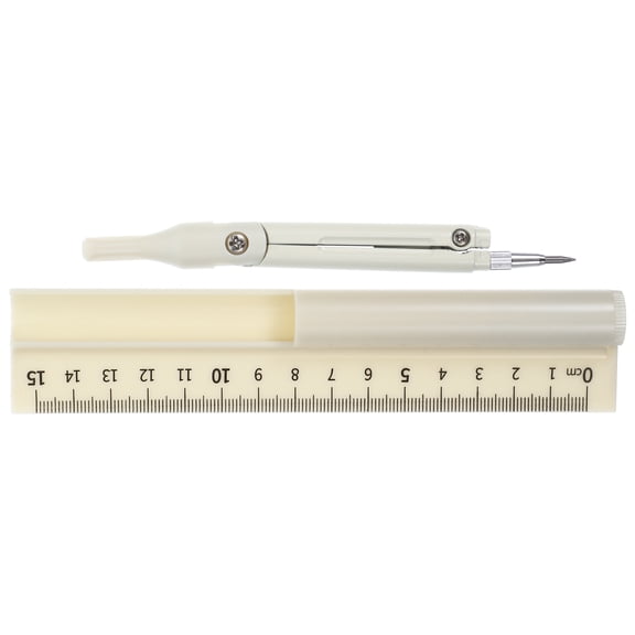 Raindrops Yellow MultiFunction Compass Pen Ruler Set for School Geometry Drawing and Measuring Tasks Plastic Metal