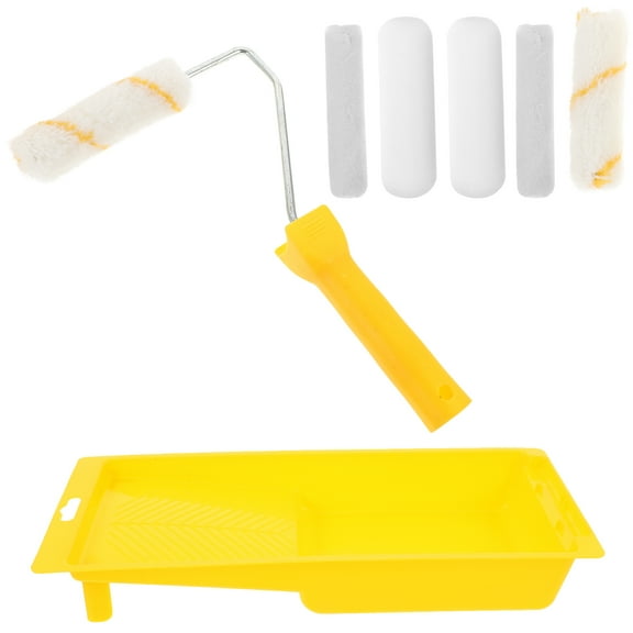 Raindrops Yellow Paint Roller Kit with and Tray for Home Use 4 Inches