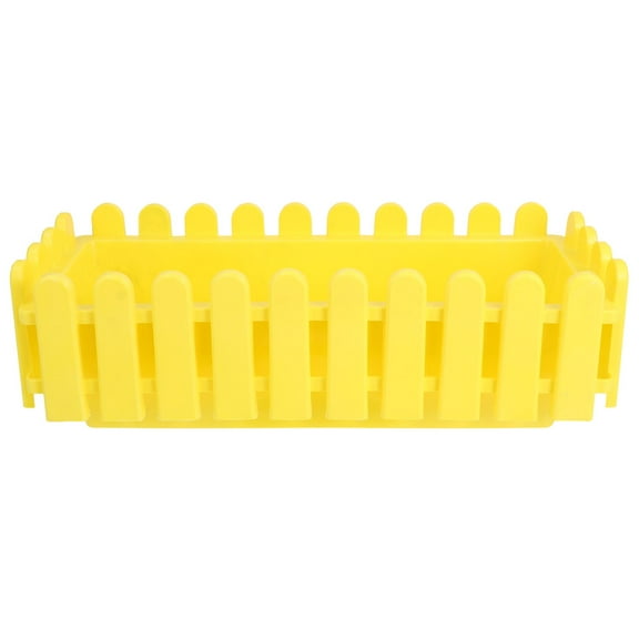 Raindrops Yellow Rectangular Fence Flower Pot for Durable Outdoor Use with PP and Resin Material 7.5 x 4.5 x 9 Inches
