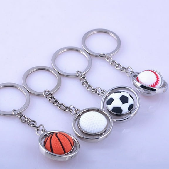 Raindrops Basketball Key Ring Zinc Alloy 1Set Multi 3D Sports Rotating Ball Keychain
