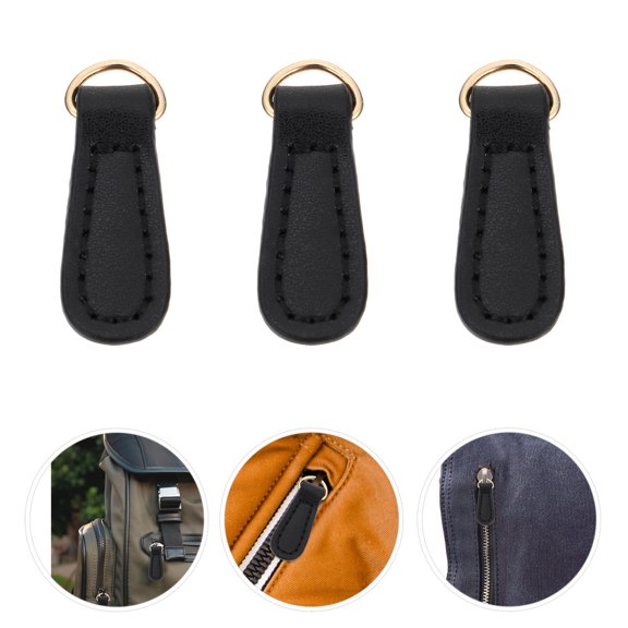 Raindrops Zipper Pulls Replacement 6Pcs for Wallet and Bags in Black Leather