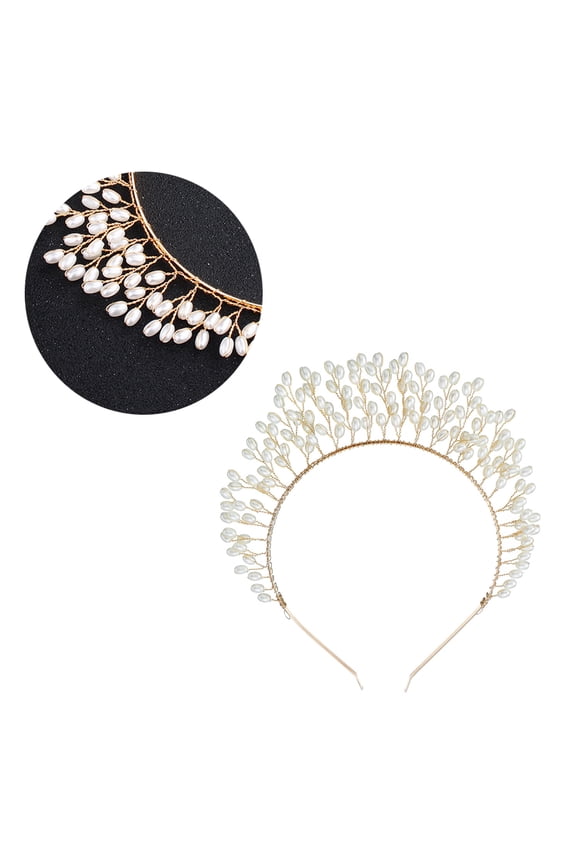 1Pc Bride Crown Golden Hair Ornament for Wedding Party with Stunning Craftsmanship